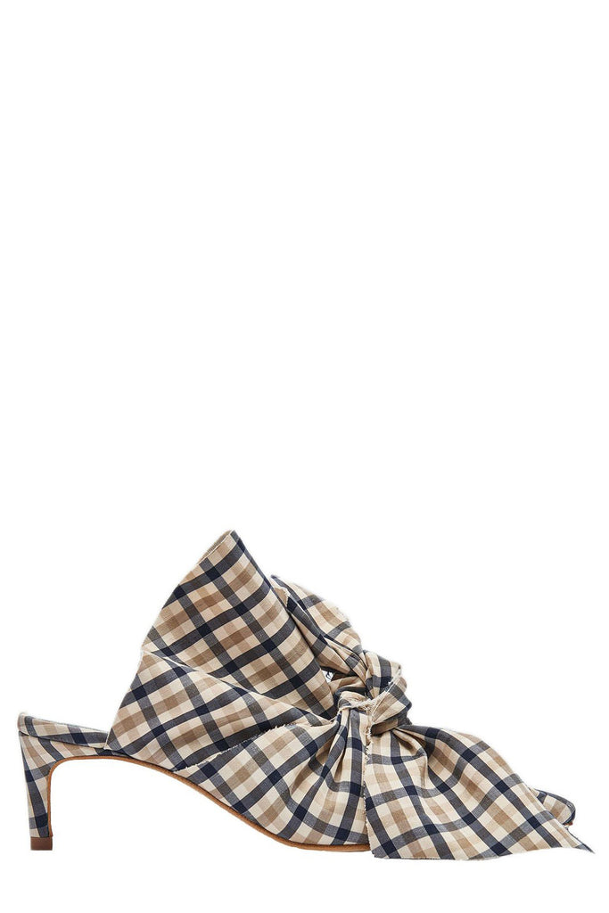 Paulette Navy Cream Check Mules