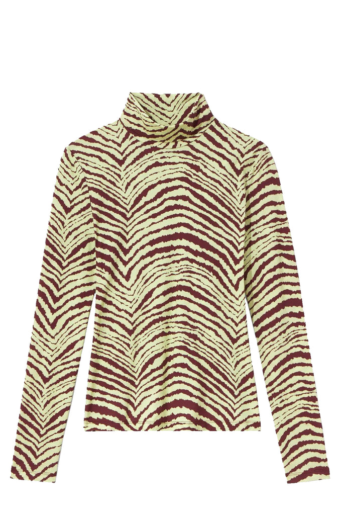 Geometric Zebra Turtleneck Top