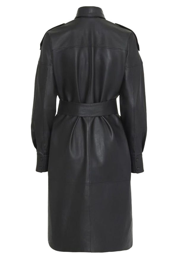 Lavare Long-Sleeve Leather Dress