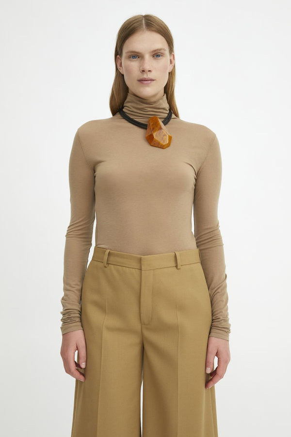 rodebjer kena turtleneck top camel garbo