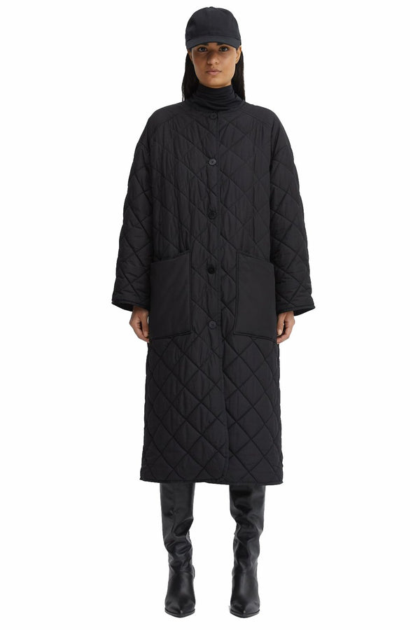 rodebjer sandler quilted coat black steppelt kabat