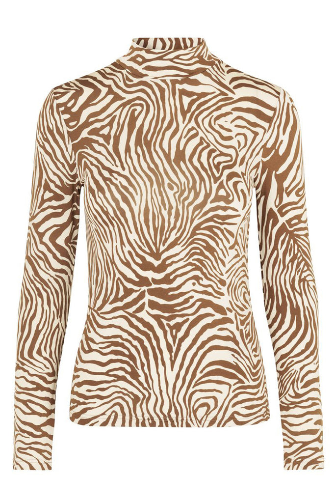 Elsi Zebra-Print Turtleneck Top